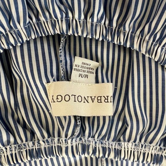Urbanology Blue Striped Off-Shoulder Sundress with Lace Trim, Medium - Picture 7 of 8